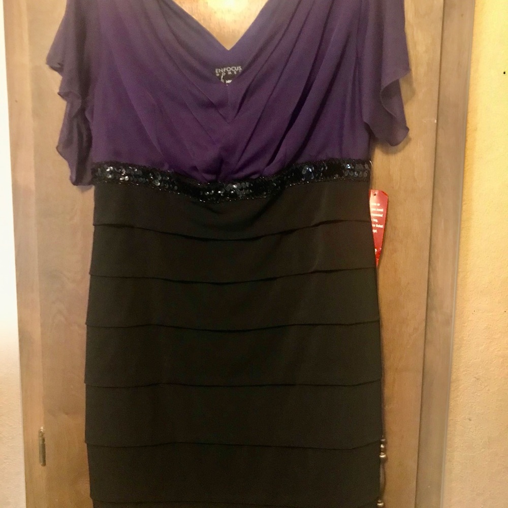 Black and Purple short part dress